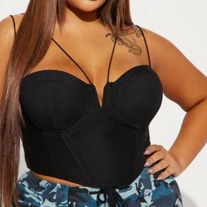 Fashion Nova Black Sara Corset Crop Top
